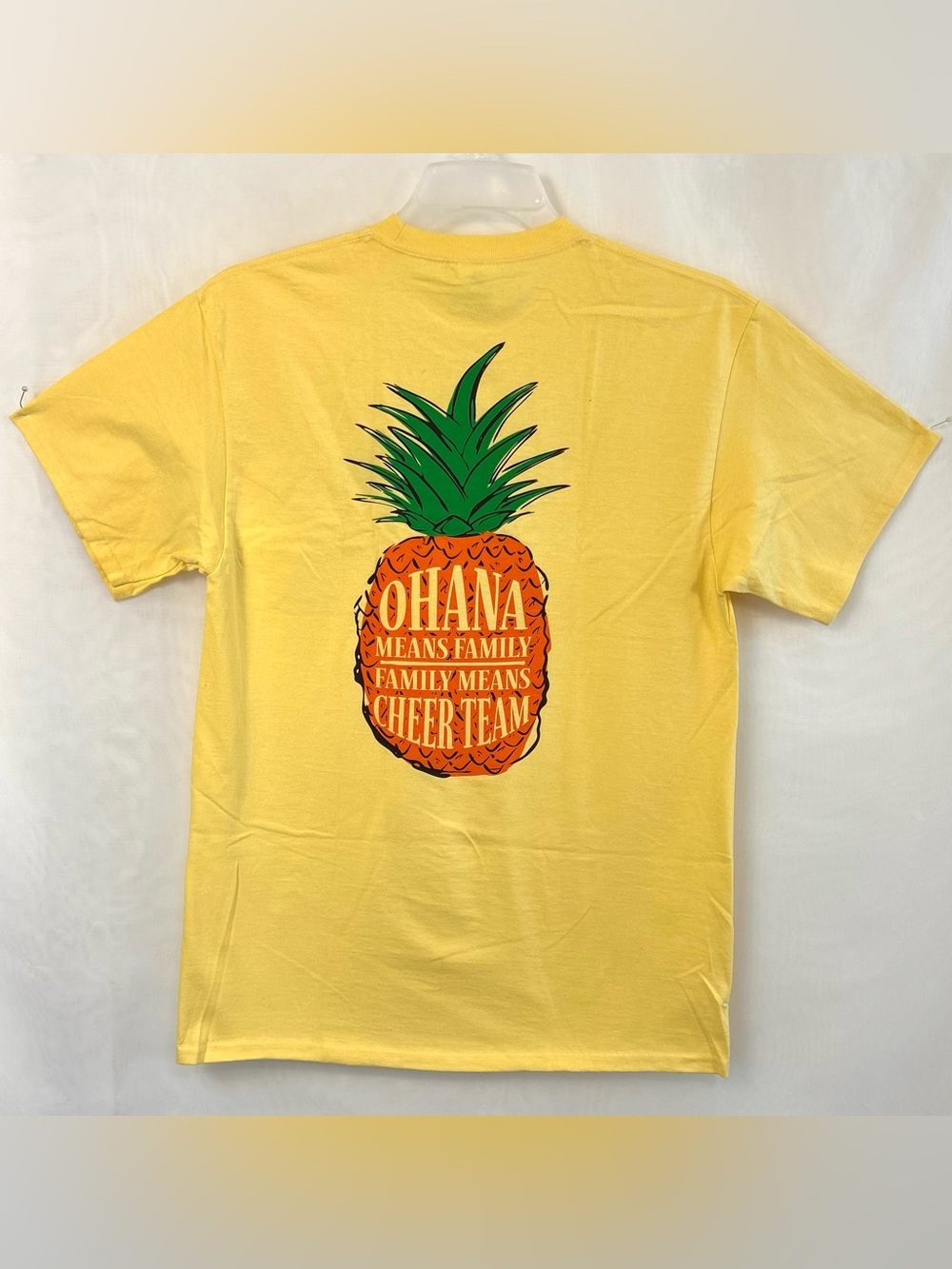 New Women’s Yellow Pineapple Ohana Cheer Team T-Shirt / Medium